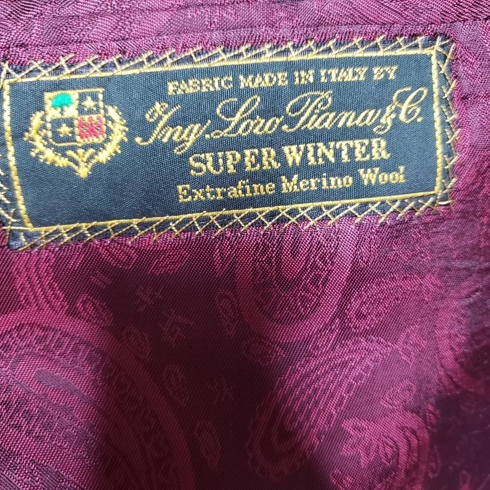 Giliberto of Loro Piana fabric black muted burgundy check blazer suit jacket
